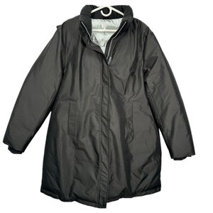 Black Down Coat Feather Longline Winter‎ Parka XL